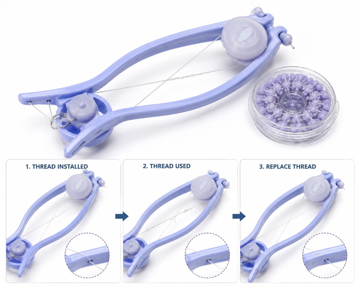 Sildne Face And Body Hair Threading System Manual Threading Hair Remover Tool Upper Lip, Chin, Cheeks, Forehead And Body Hair Removal