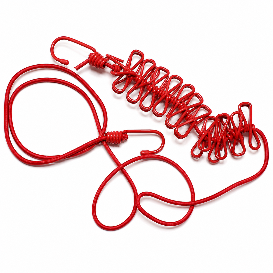 Portable Elastic Clothesline with Hooks Travel Clothes Drying Rope Space Saving Hanging Line for Home Balcony And Outdoor
