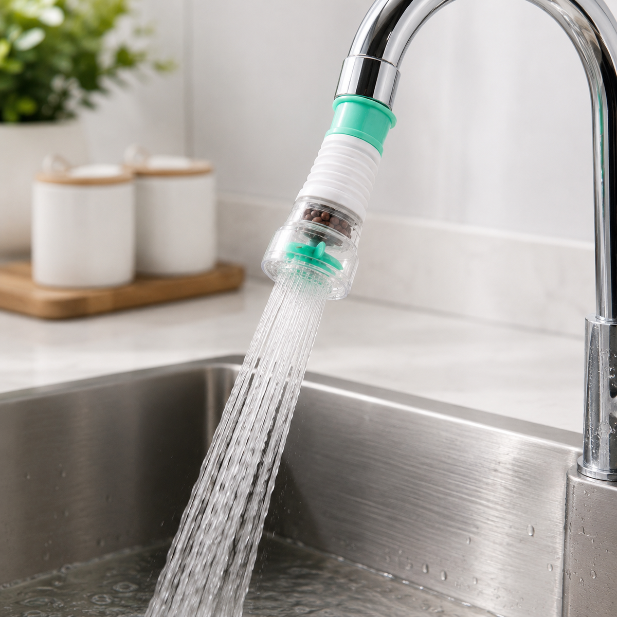 360° Adjustable Faucet Tap Attachment Flexible Anti Splash Water Flow Nozzle for Kitchen Sink
