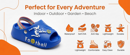 Kids Football EVA Clogs for Boys & Girls Soft Non-Slip Garden Sandals Lightweight Beach Slippers Waterproof Summer Shoes Toddler Casual Slip-On Clogs