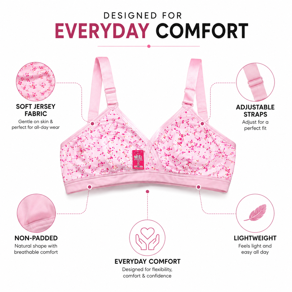 Women's Non-Padded Daily Wear Cotton Jersey Bras 4-Pack