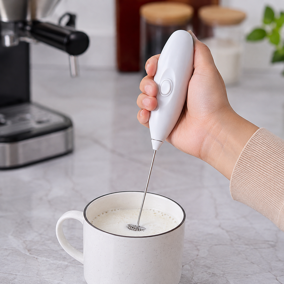 Milk Frother Handheld Electric Whisk Battery Operated Milk Stirrer And Coffee Foamer Mini Mixer for Cappuccino, Latte, Milkshake And Hot Chocolate