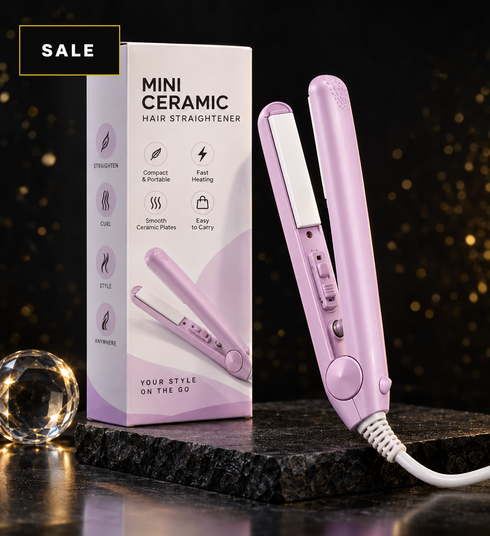 Mini Ceramic Hair Straightener & Curler – 2-in-1 Portable Styling Tool