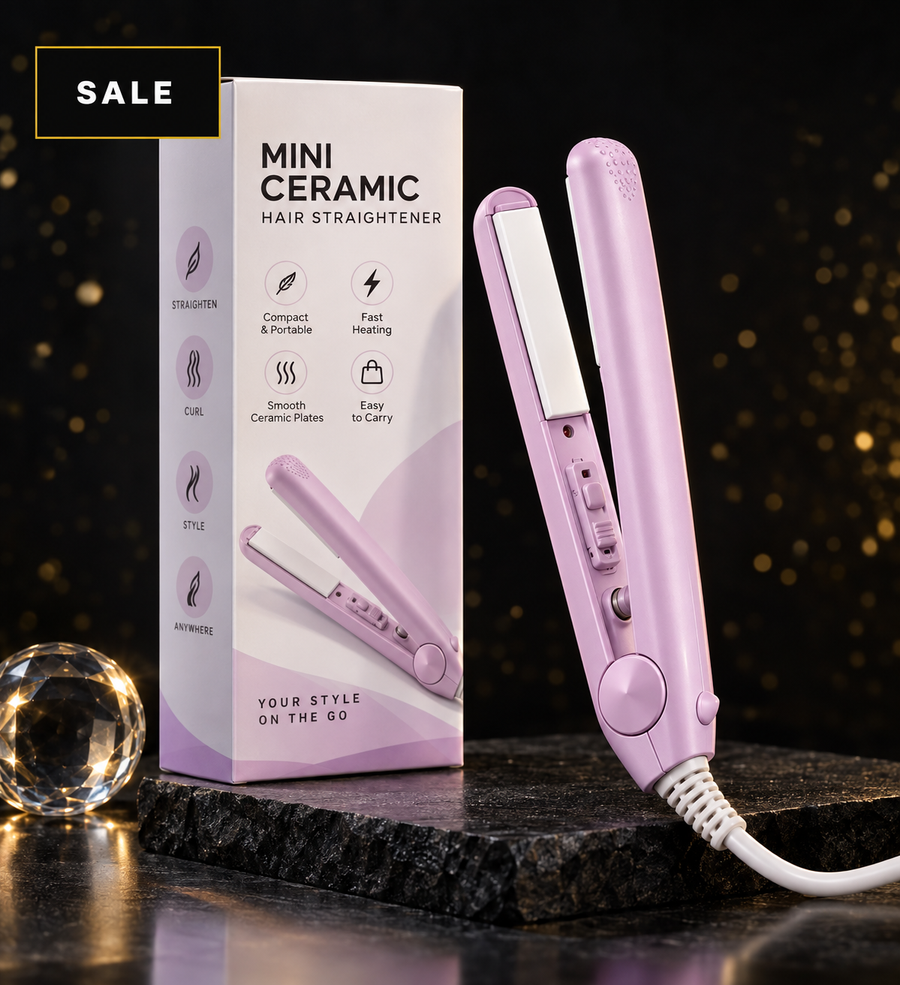 Mini Ceramic Hair Straightener & Curler – 2-in-1 Portable Styling Tool