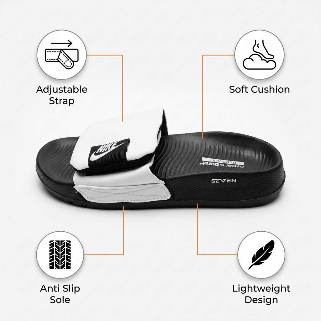 Slides for Men Adjustable Strap Soft Comfortable Anti-Slip Slippers Lightweight Casual Sandals