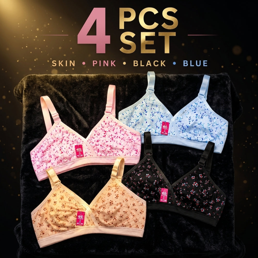 Women's Non-Padded Daily Wear Cotton Jersey Bras 4-Pack