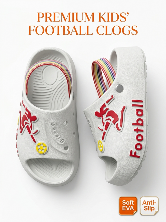 Kids Football EVA Clogs for Boys & Girls Soft Non-Slip Garden Sandals Lightweight Beach Slippers Waterproof Summer Shoes Toddler Casual Slip-On Clogs
