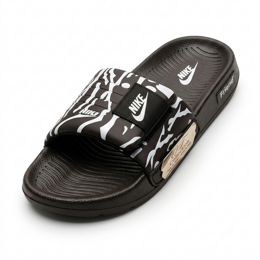 Men's Premium Padded Strap Slides Soft Sole Anti-Slip Slippers Comfortable Casual Summer Sandals Indoor & Outdoor Black