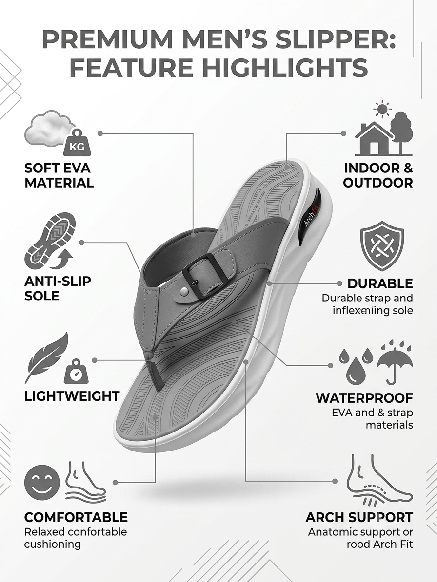 Men's EVA Soft Sole Slides Anti-Slip Lightweight Casual Slippers Indoor Outdoor Flip Flops Premium Chappal