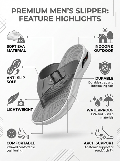 Men's EVA Soft Sole Slides Anti-Slip Lightweight Casual Slippers Indoor Outdoor Flip Flops Premium Chappal