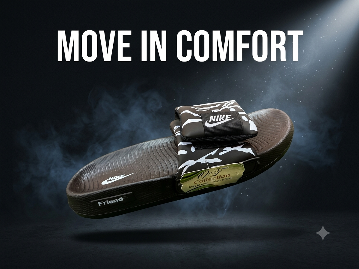 Men's Premium Padded Strap Slides Soft Sole Anti-Slip Slippers Comfortable Casual Summer Sandals Indoor & Outdoor Black