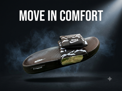 Men's Premium Padded Strap Slides Soft Sole Anti-Slip Slippers Comfortable Casual Summer Sandals Indoor & Outdoor Black