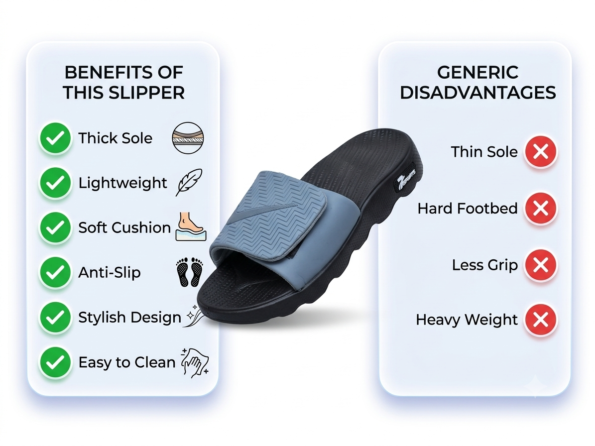 Men's Soft Sole Slides Slippers Lightweight Casual Bathroom Sandals Comfortable Indoor Outdoor Slippers