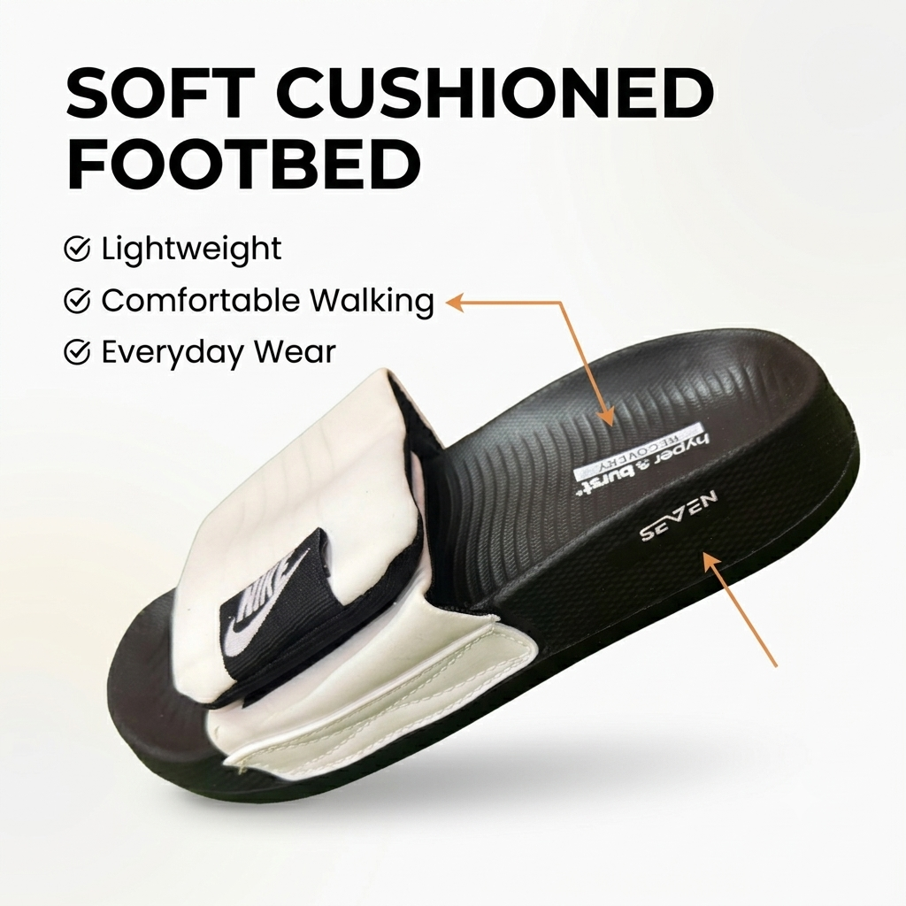 Slides for Men Adjustable Strap Soft Comfortable Anti-Slip Slippers Lightweight Casual Sandals