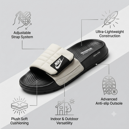Slides for Men Adjustable Strap Soft Comfortable Anti-Slip Slippers Lightweight Casual Sandals