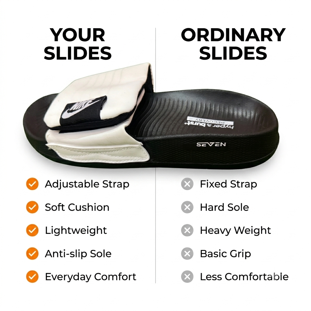 Slides for Men Adjustable Strap Soft Comfortable Anti-Slip Slippers Lightweight Casual Sandals