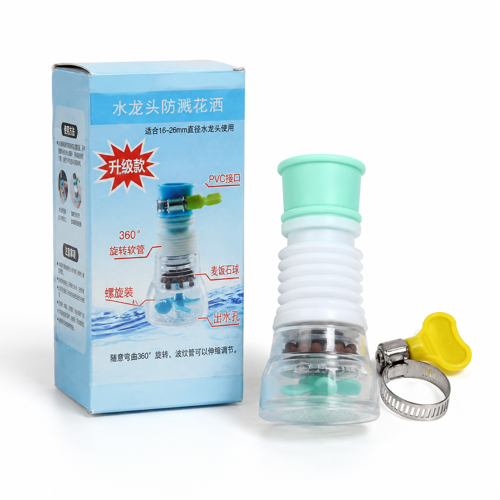 360° Adjustable Faucet Tap Attachment Flexible Anti Splash Water Flow Nozzle for Kitchen Sink