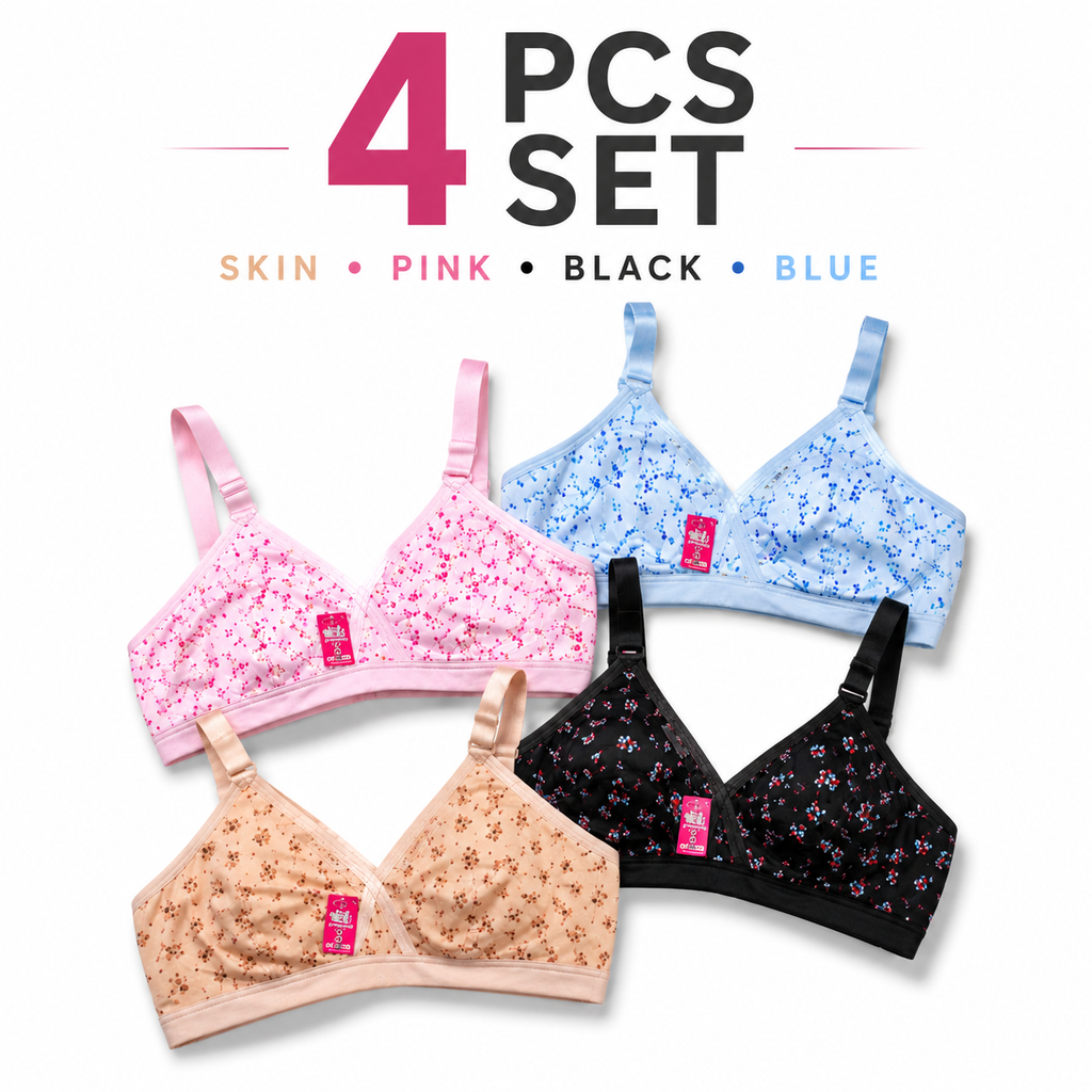 Women's Non-Padded Daily Wear Cotton Jersey Bras 4-Pack