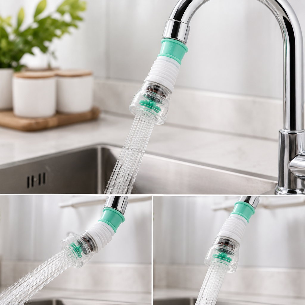 360° Adjustable Faucet Tap Attachment Flexible Anti Splash Water Flow Nozzle for Kitchen Sink