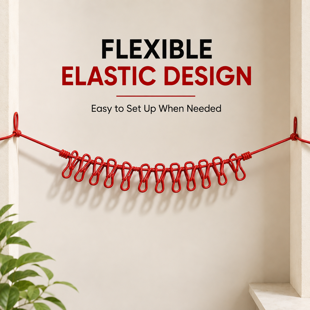 Portable Elastic Clothesline with Hooks Travel Clothes Drying Rope Space Saving Hanging Line for Home Balcony And Outdoor