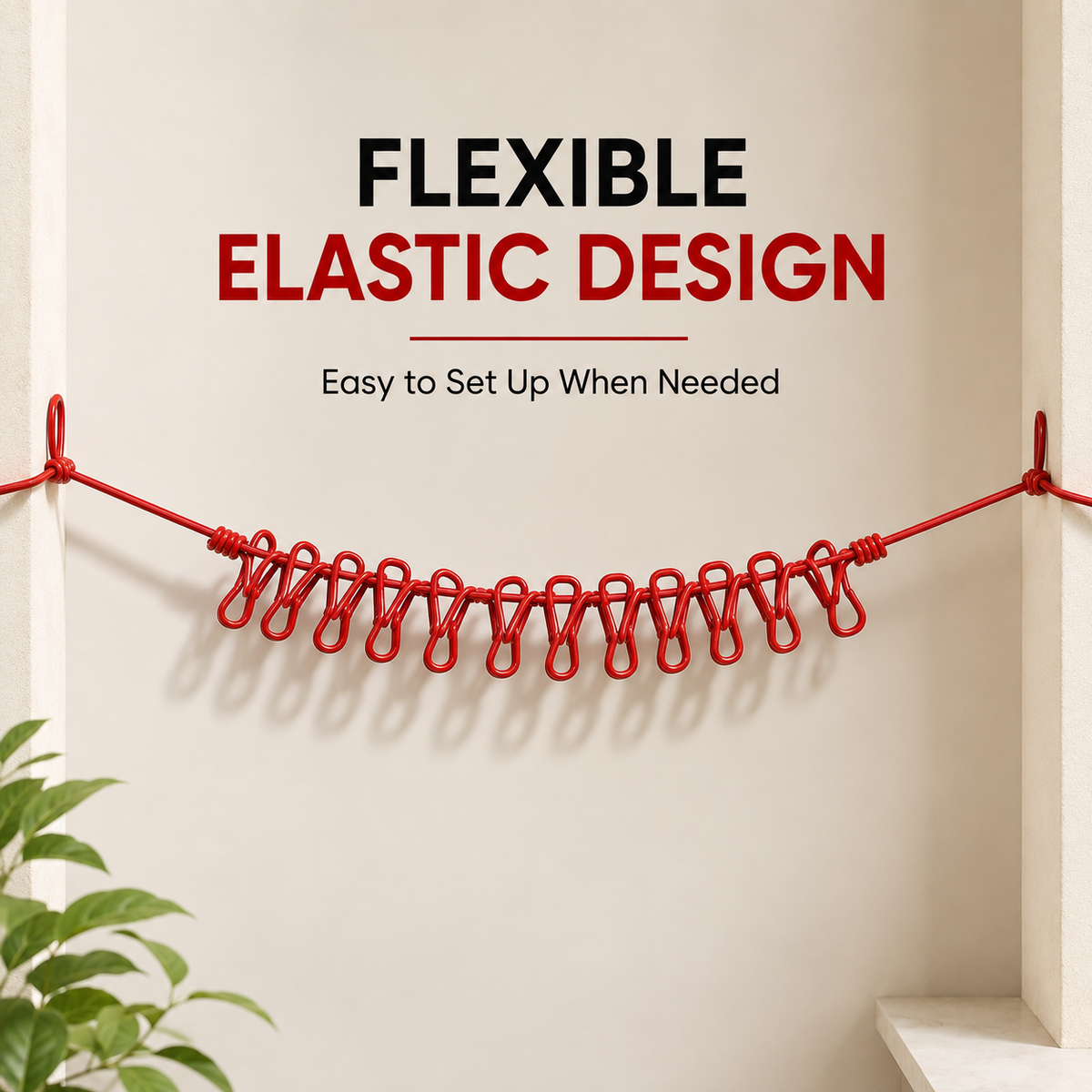 Portable Elastic Clothesline with Hooks Travel Clothes Drying Rope Space Saving Hanging Line for Home Balcony And Outdoor