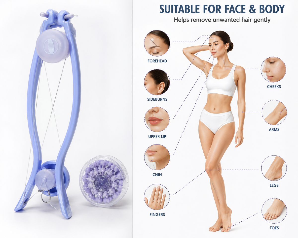 Sildne Face And Body Hair Threading System Manual Threading Hair Remover Tool Upper Lip, Chin, Cheeks, Forehead And Body Hair Removal