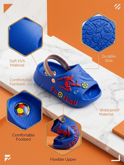 Kids Football EVA Clogs for Boys & Girls Soft Non-Slip Garden Sandals Lightweight Beach Slippers Waterproof Summer Shoes Toddler Casual Slip-On Clogs