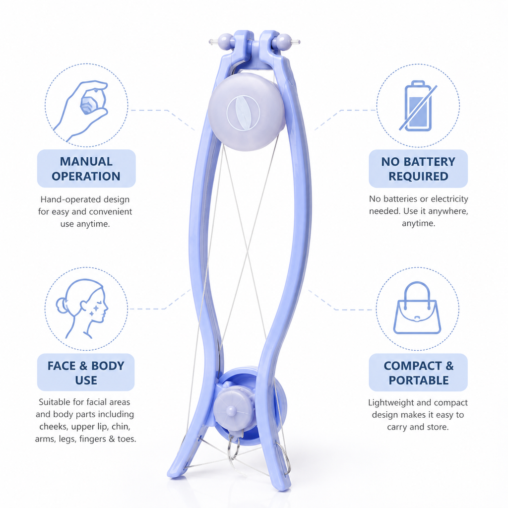 Sildne Face And Body Hair Threading System Manual Threading Hair Remover Tool Upper Lip, Chin, Cheeks, Forehead And Body Hair Removal