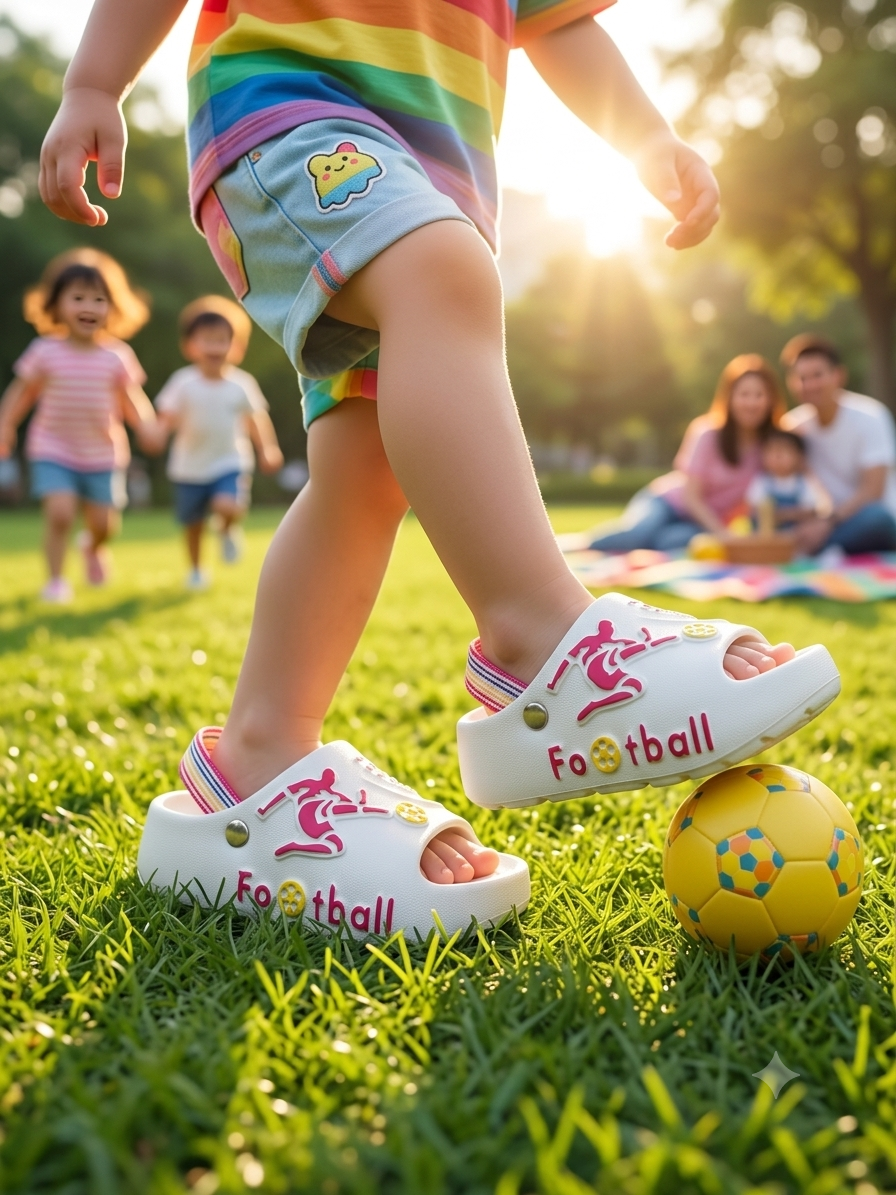 Kids Football EVA Clogs for Boys & Girls Soft Non-Slip Garden Sandals Lightweight Beach Slippers Waterproof Summer Shoes Toddler Casual Slip-On Clogs